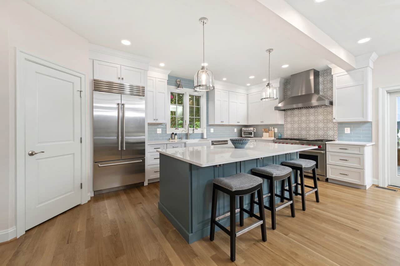 kitchen remodel with painted island